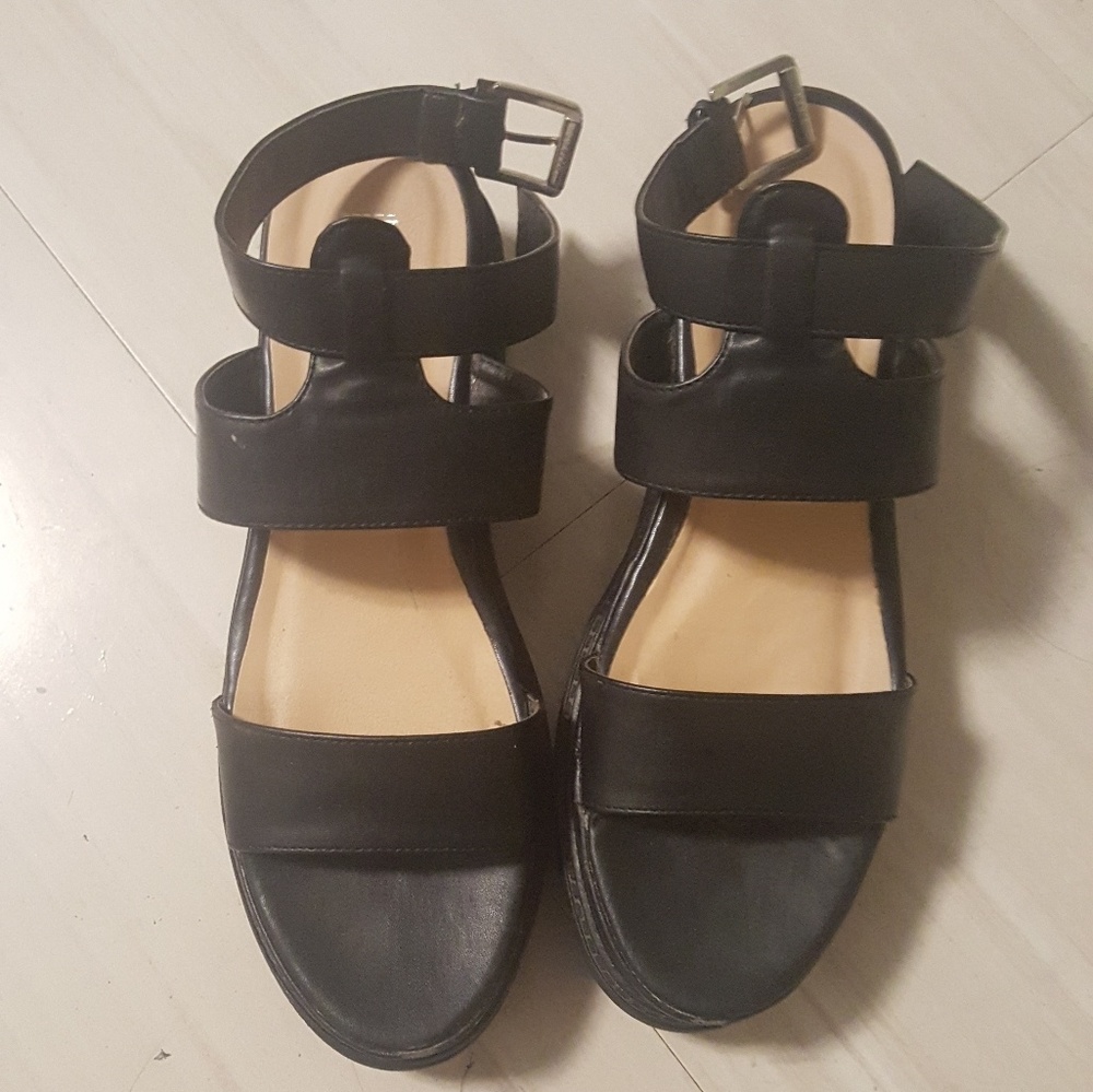 Black Cleated Platform Sandals